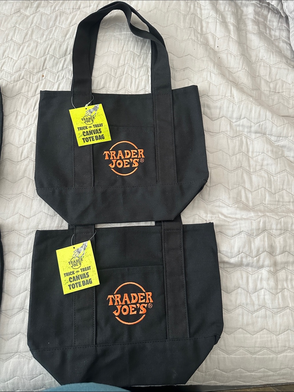 Trader Joe's Black Canvas Tote Bag — Reusable Shopping Tote- Trick or Treat